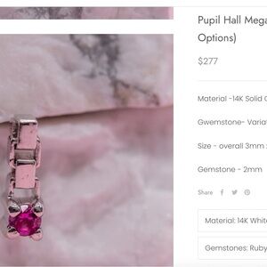 14K White Gold Earrings with Ruby Gemstone